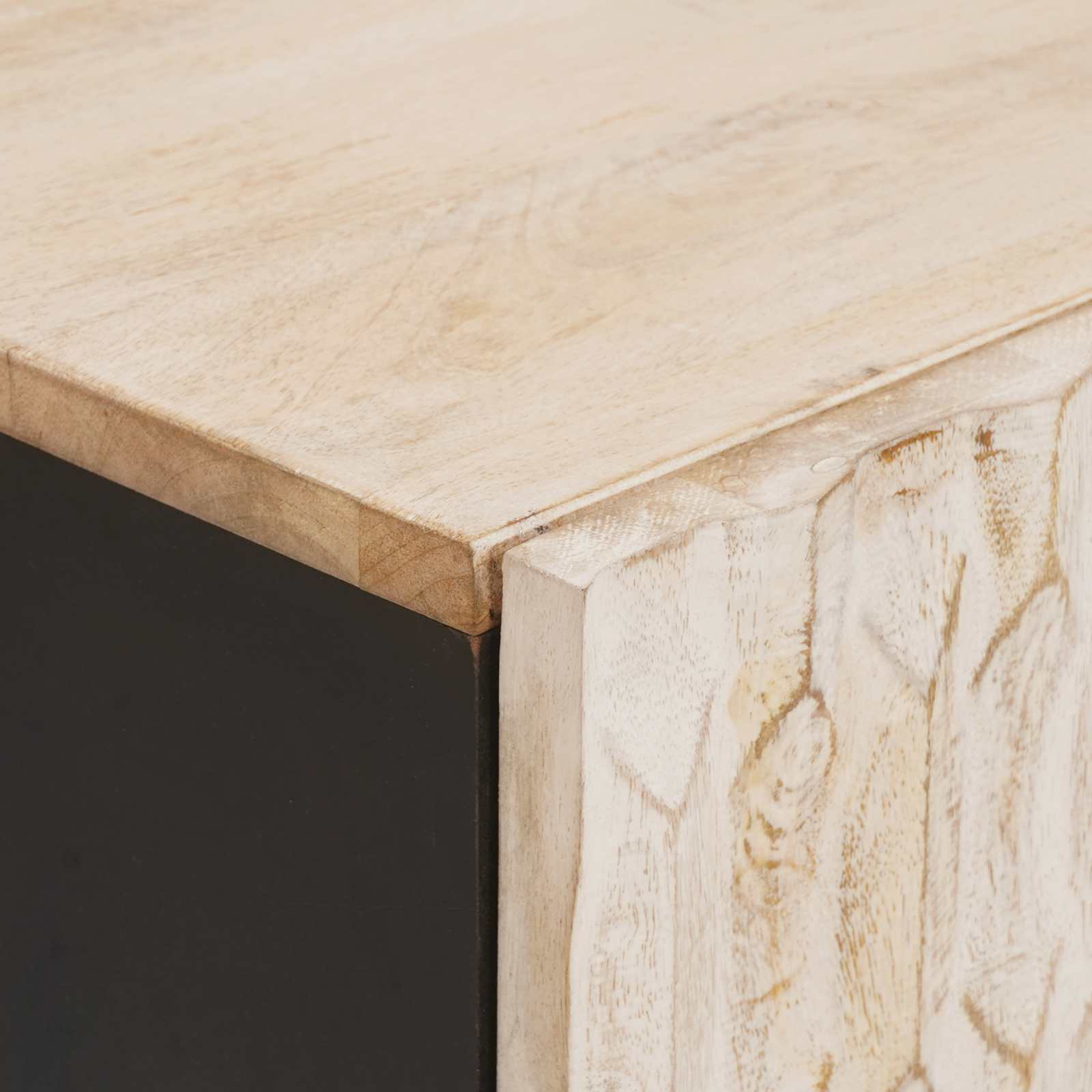 Nachttisch 2 stk. Weiß 40 x 33 x 46 cm Massivholz Mango