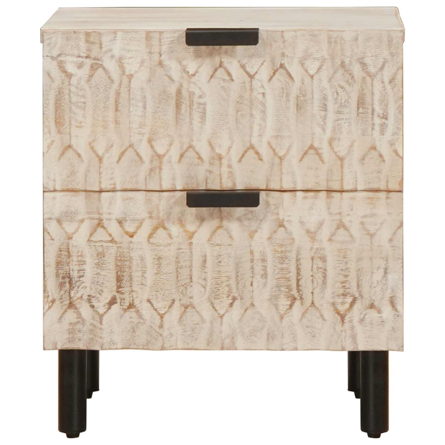 Nachttisch 2 stk. Weiß 40 x 33 x 46 cm Massivholz Mango