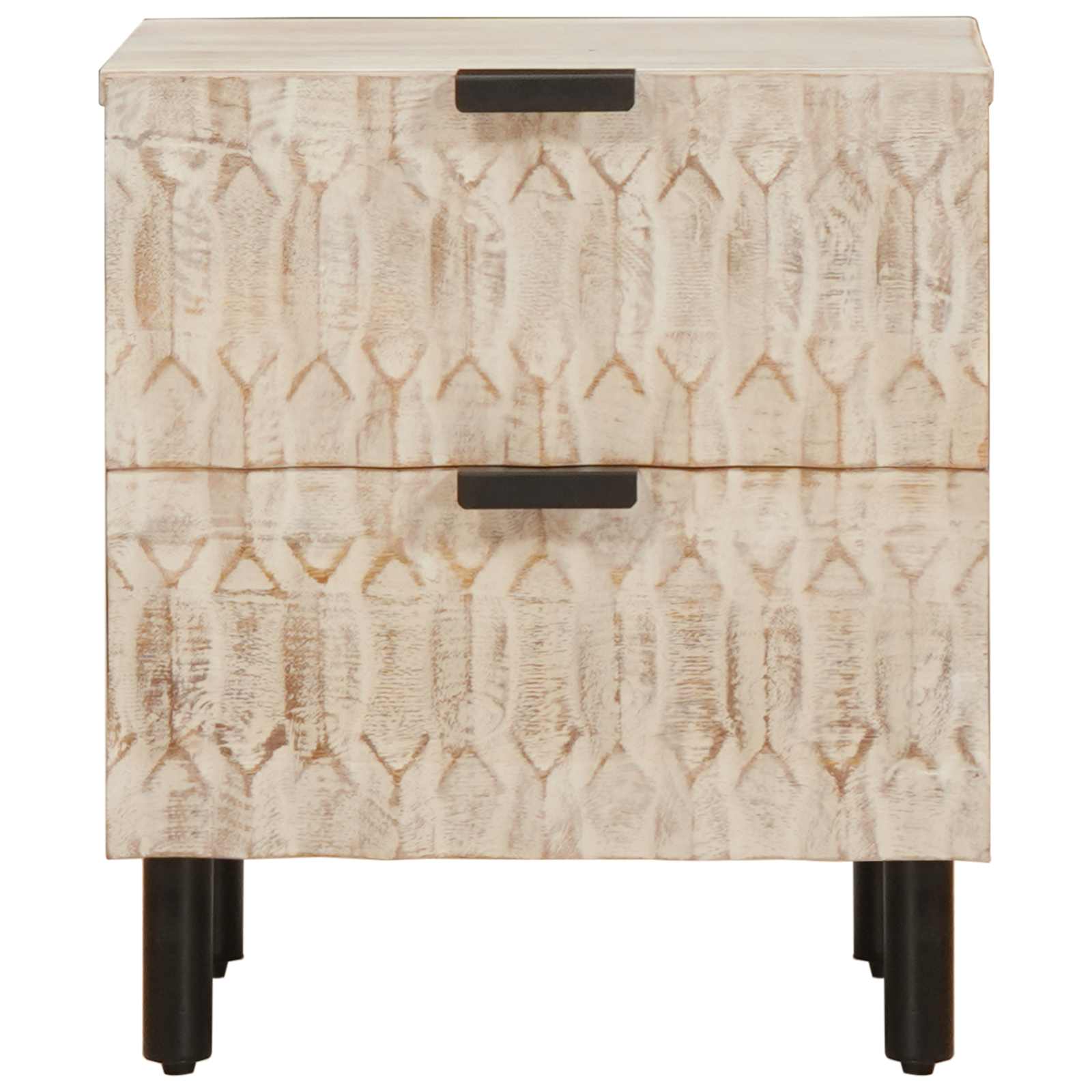 Nachttisch 2 stk. Weiß 40 x 33 x 46 cm Massivholz Mango