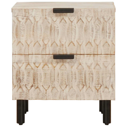 Nachttisch 2 stk. Weiß 40 x 33 x 46 cm Massivholz Mango