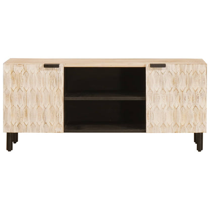 TV-Schränk mit Tür Weiße gewaschene Oberfläche 105 x 33 x 46 cm
