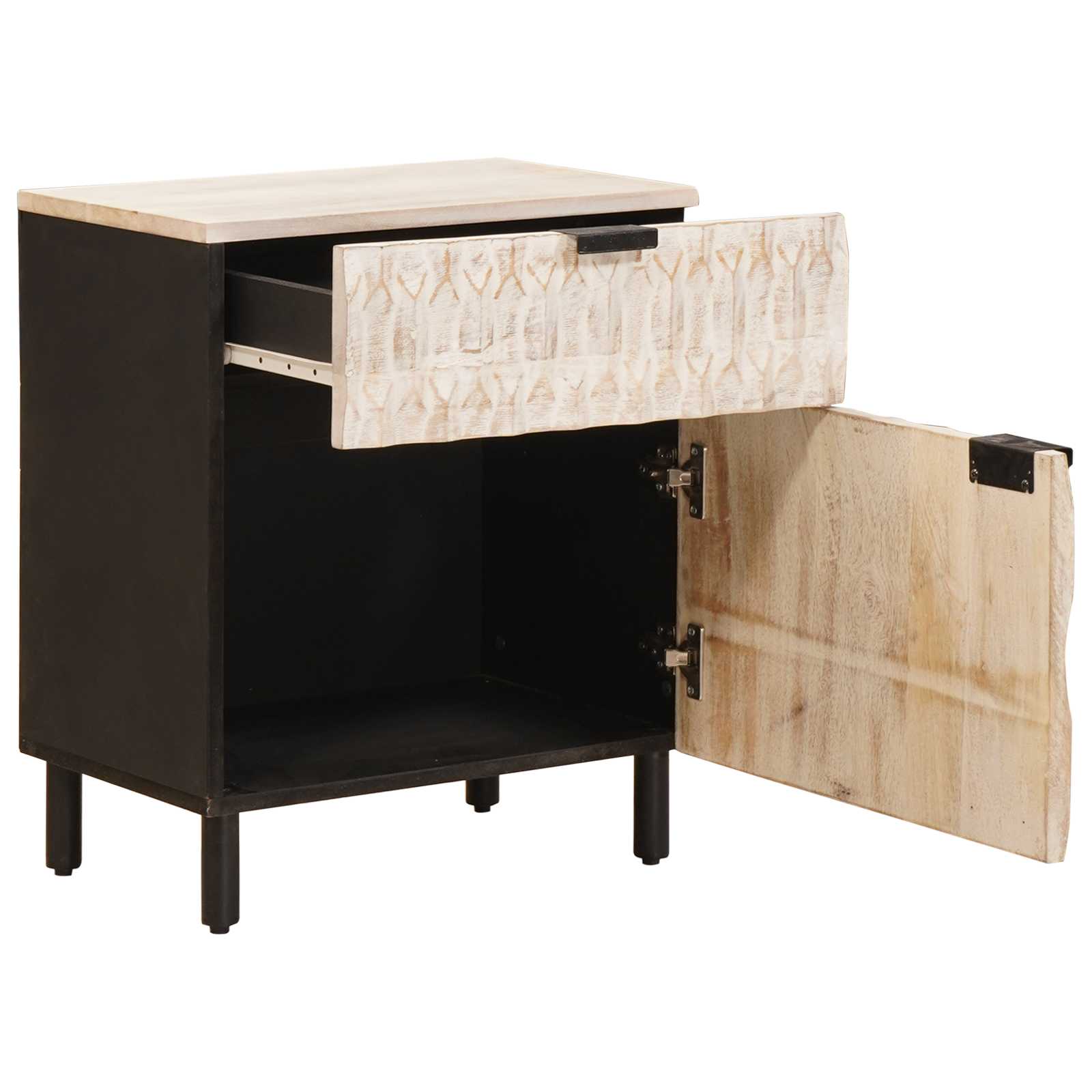 Nachttisch mit Schubladen Weiß 50 x 33 x 60 cm Massivholz Mango