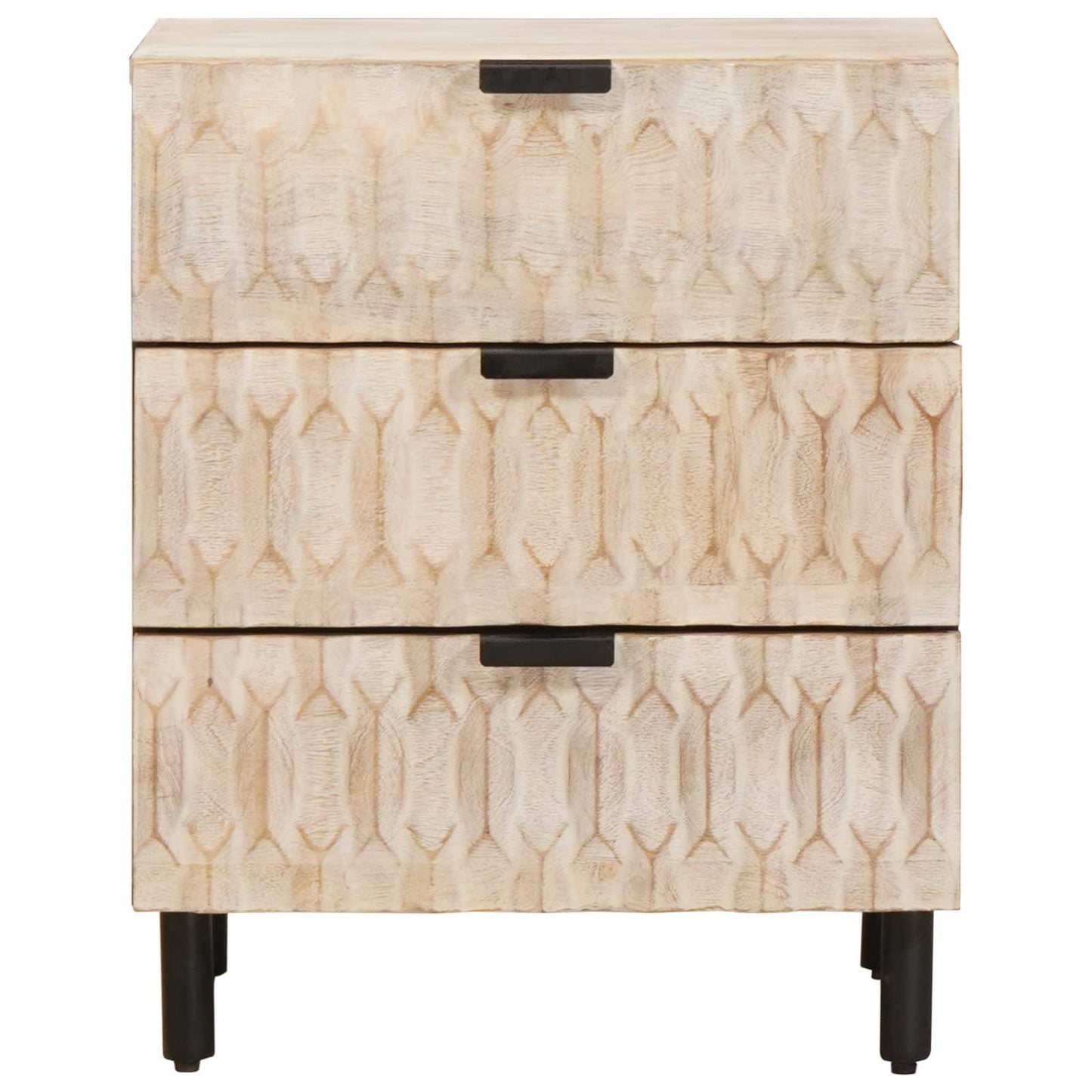 Nachttisch mit Schubladen Weiß 50 x 33 x 62 cm Massivholz Mango