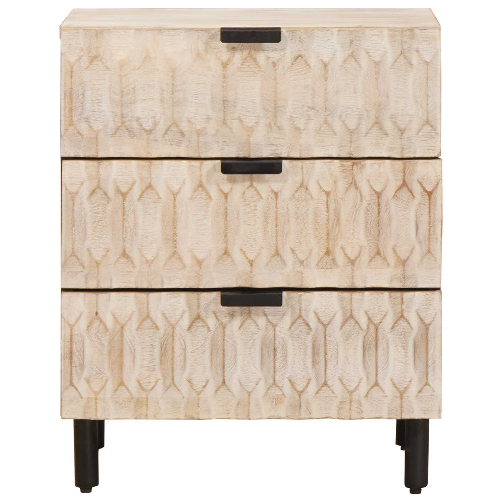 Nachttisch mit Schubladen Weiß 50 x 33 x 62 cm Massivholz Mango