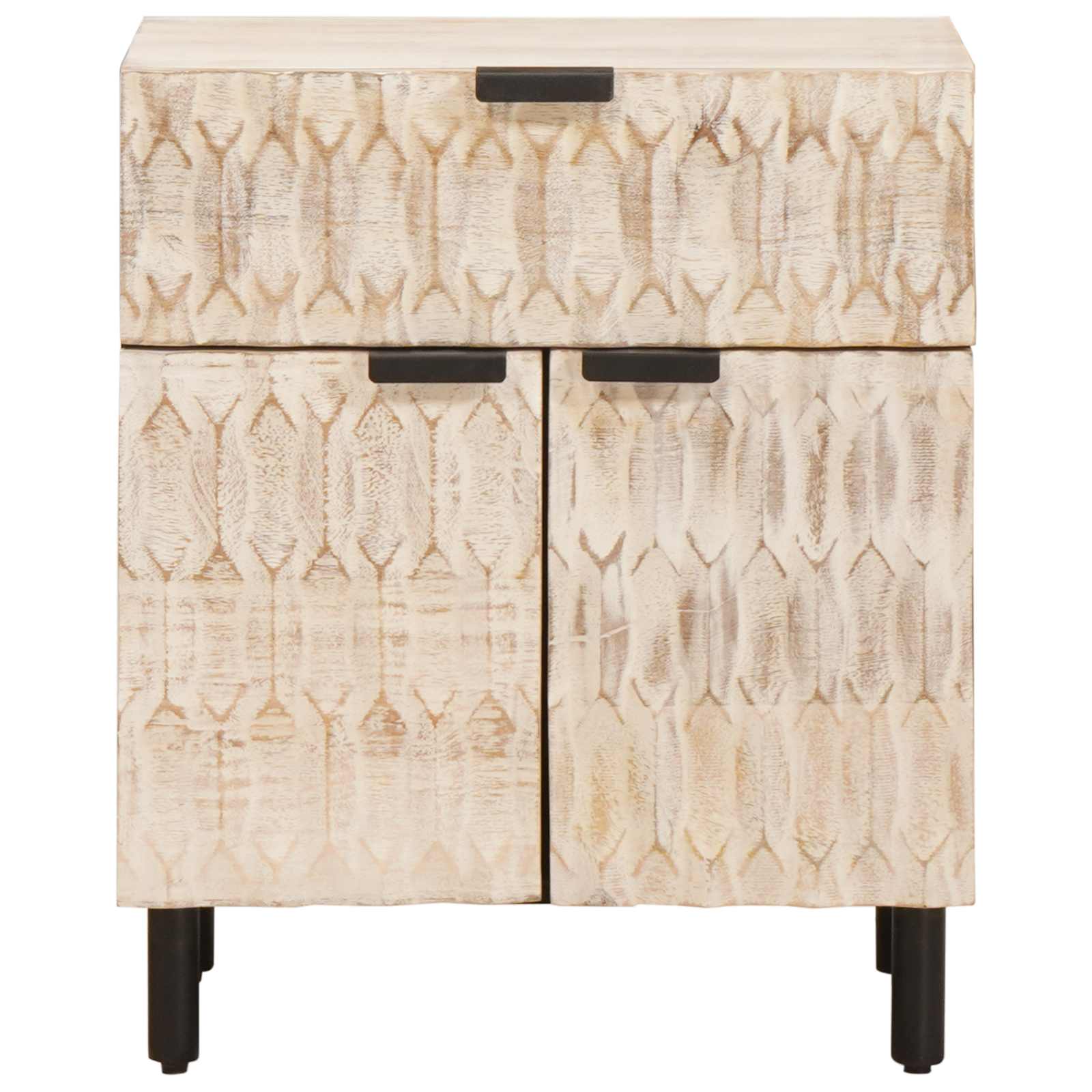Nachttisch mit Schubladen Weiß 50 x 33 x 60 cm Massivholz Mango