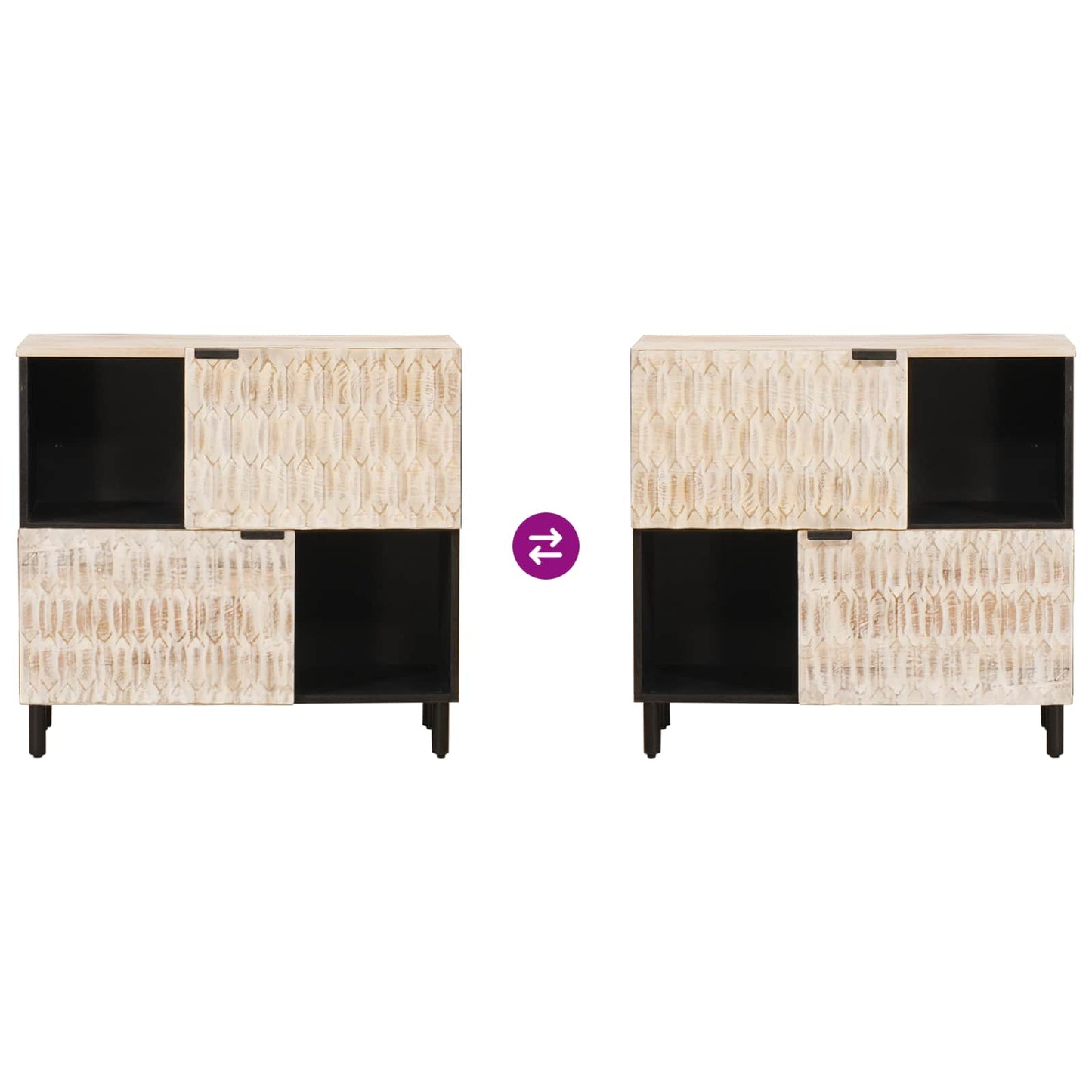 Sideboard mit Tür Weiße gewaschene Oberfläche 80 x 33 x 75 cm