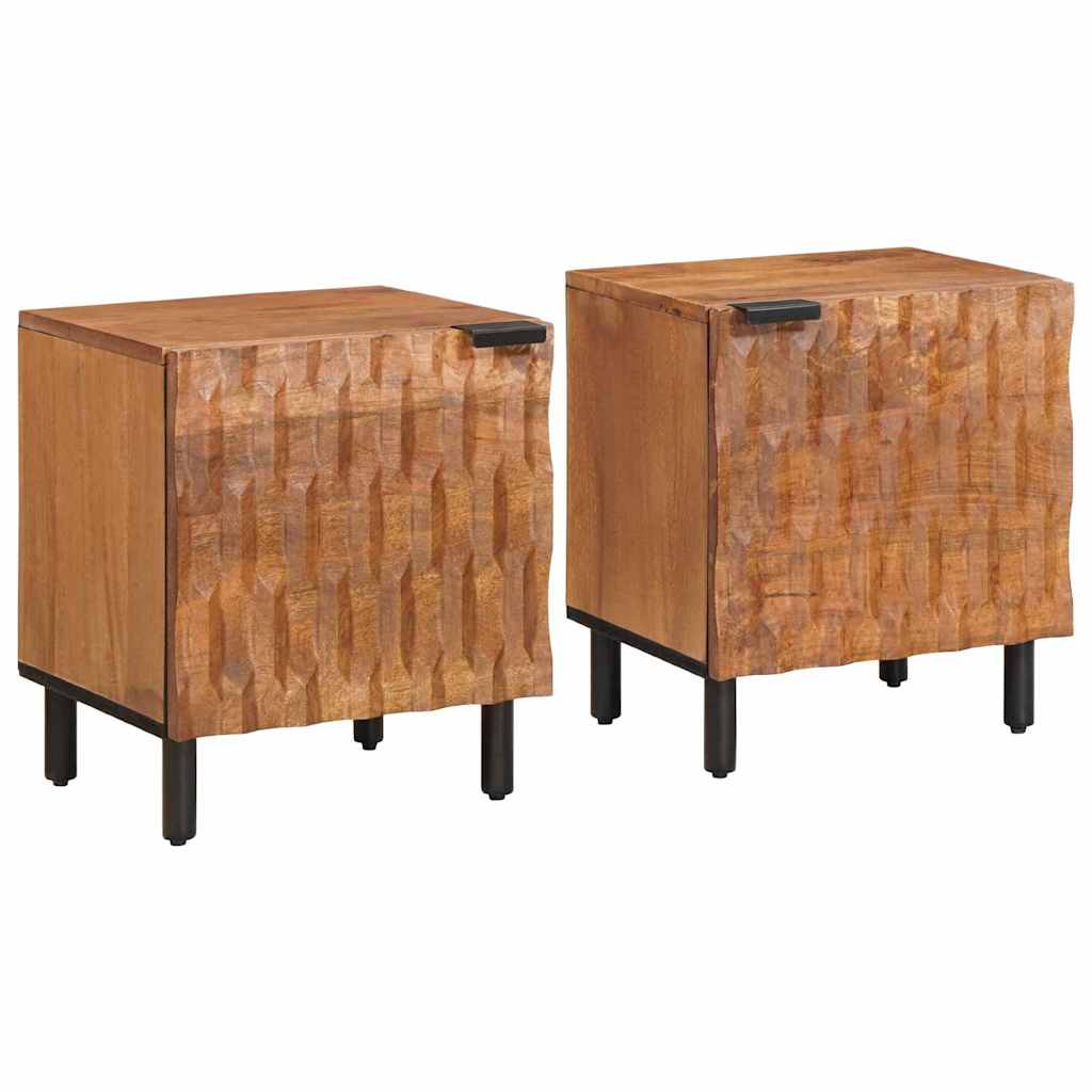 Nachttisch 2 stk. Braun 40 x 33 x 46 cm Massivholz Mango