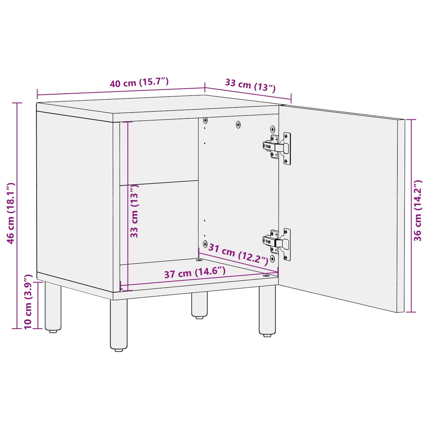 Nachttisch 2 stk. Braun 40 x 33 x 46 cm Massivholz Mango