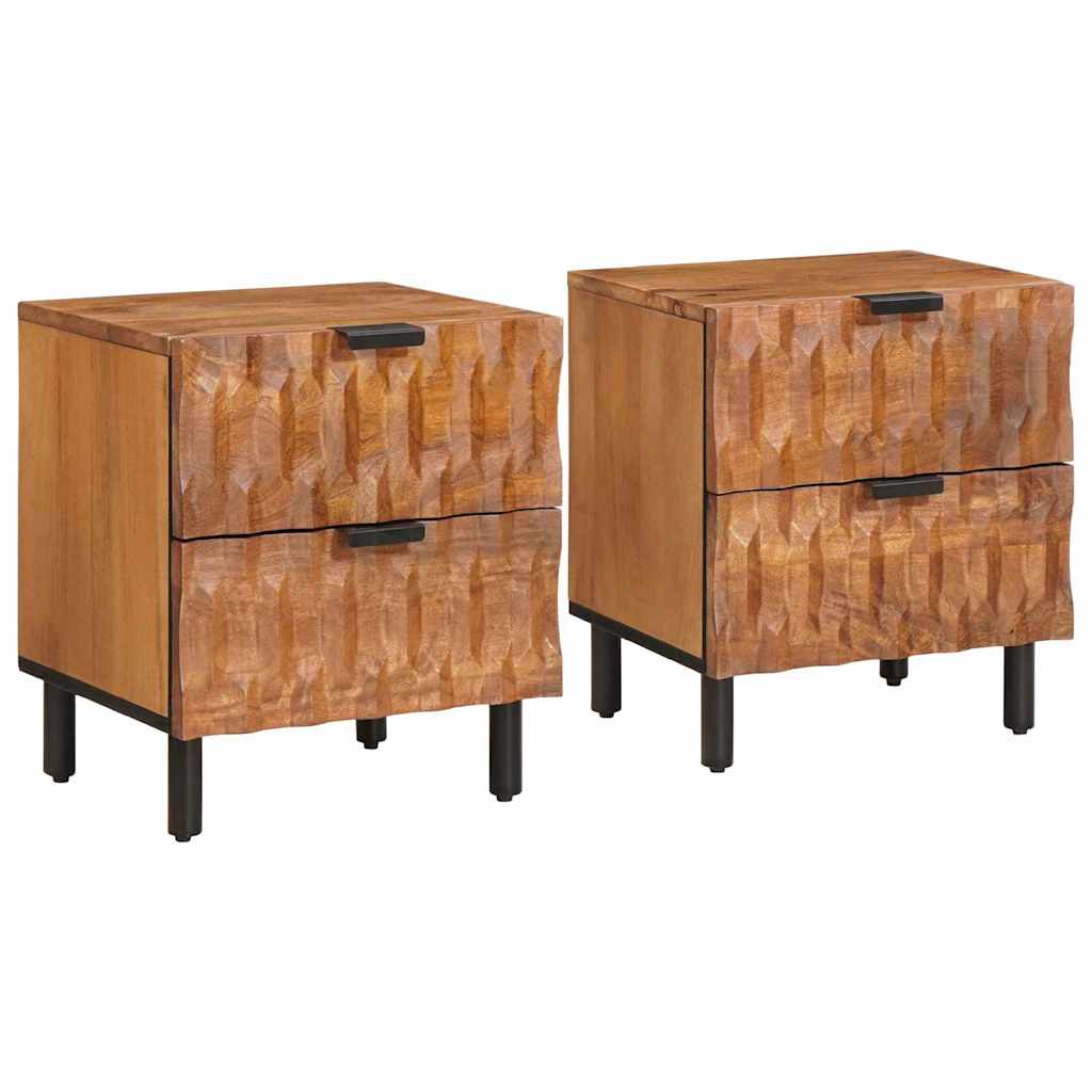 Nachttisch 2 stk. Braun 40 x 33 x 46 cm Massivholz Mango