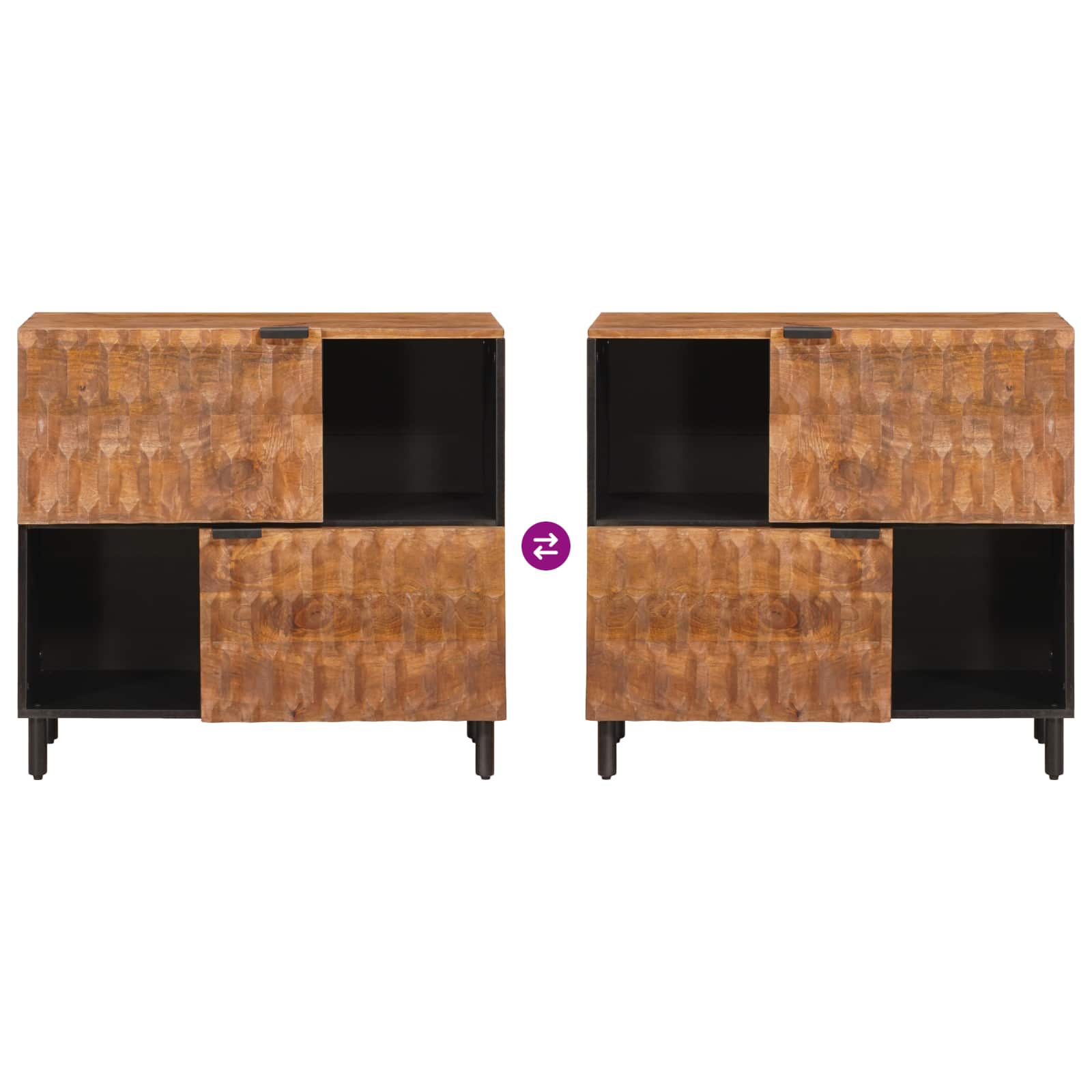 Sideboard mit Speicher Akazienbraune Oberfläche 80 x 33 x 75 cm