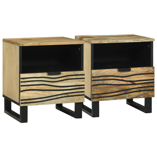 Tables de chevet 2 pièces 40x33x46 cm en bois de manguier massif