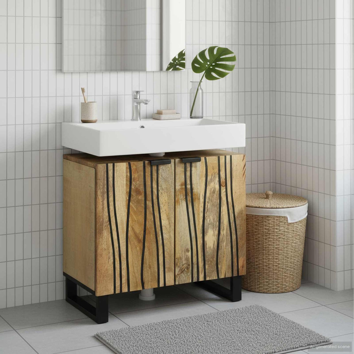 Waschbeckenschrank Braun 62 x 33 x 58 cm Holzwerkstoff