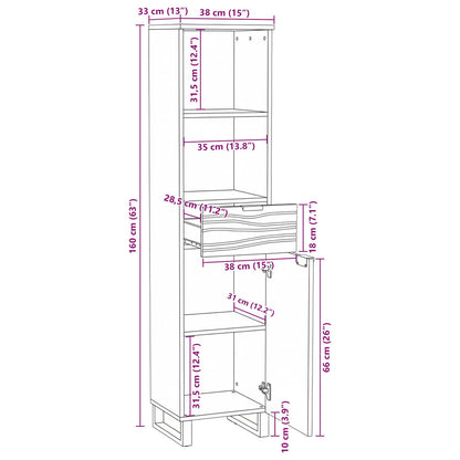Badezimmerschrank Natur 38 x 33 x 160 cm Holzwerkstoff