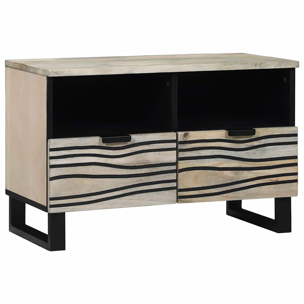 TV-Schränk Weiß 70 x 33 x 46 cm massives Mangoholz