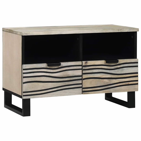 TV-Schränk Weiß 70 x 33 x 46 cm massives Mangoholz