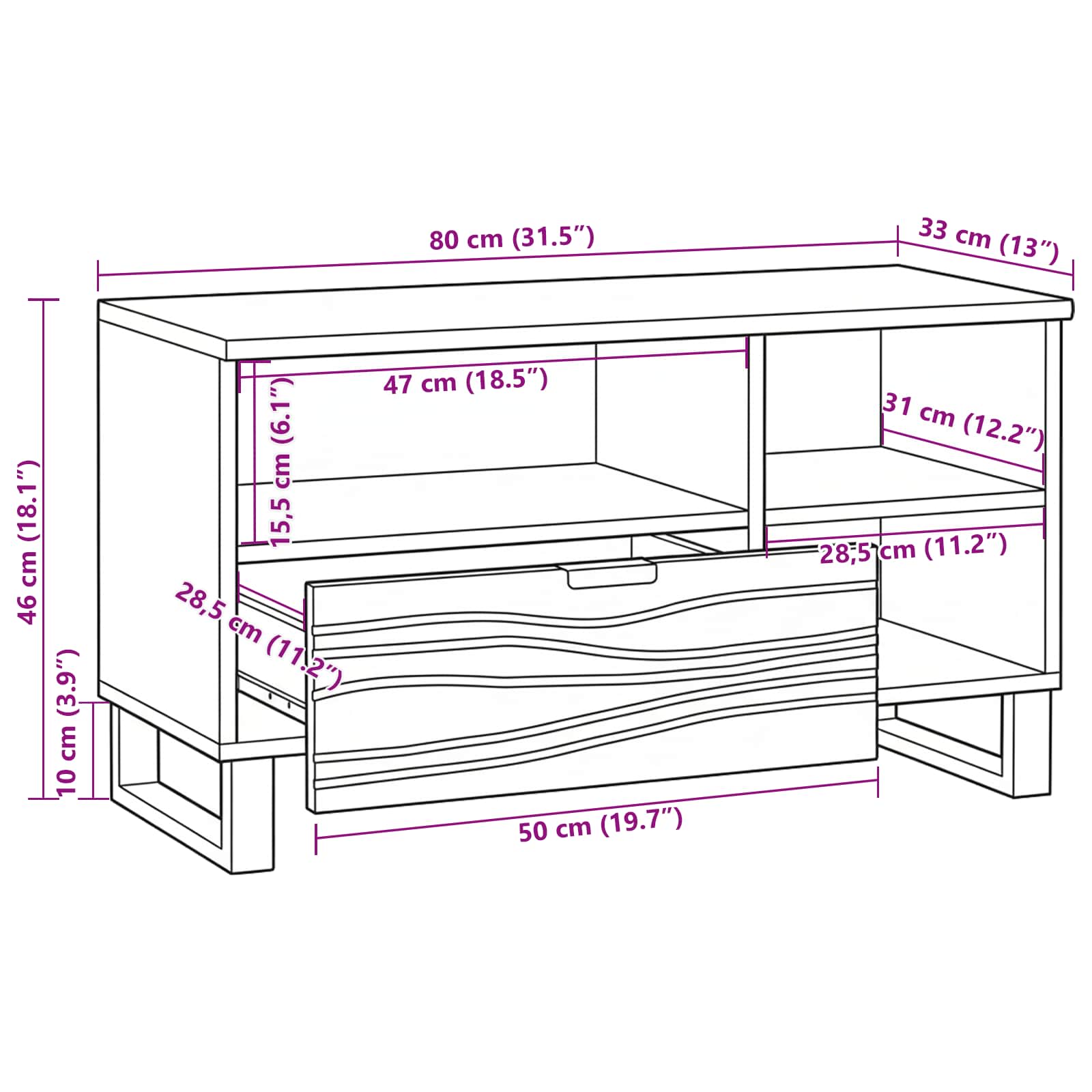 TV-Einheiten 80 x 33 x 46 cm Weiß Holzwerkstoff