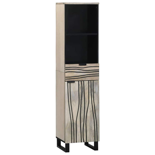 Badezimmer Schrank mit Regal Weiß und Schwarz 38 x 33 x 160 cm
