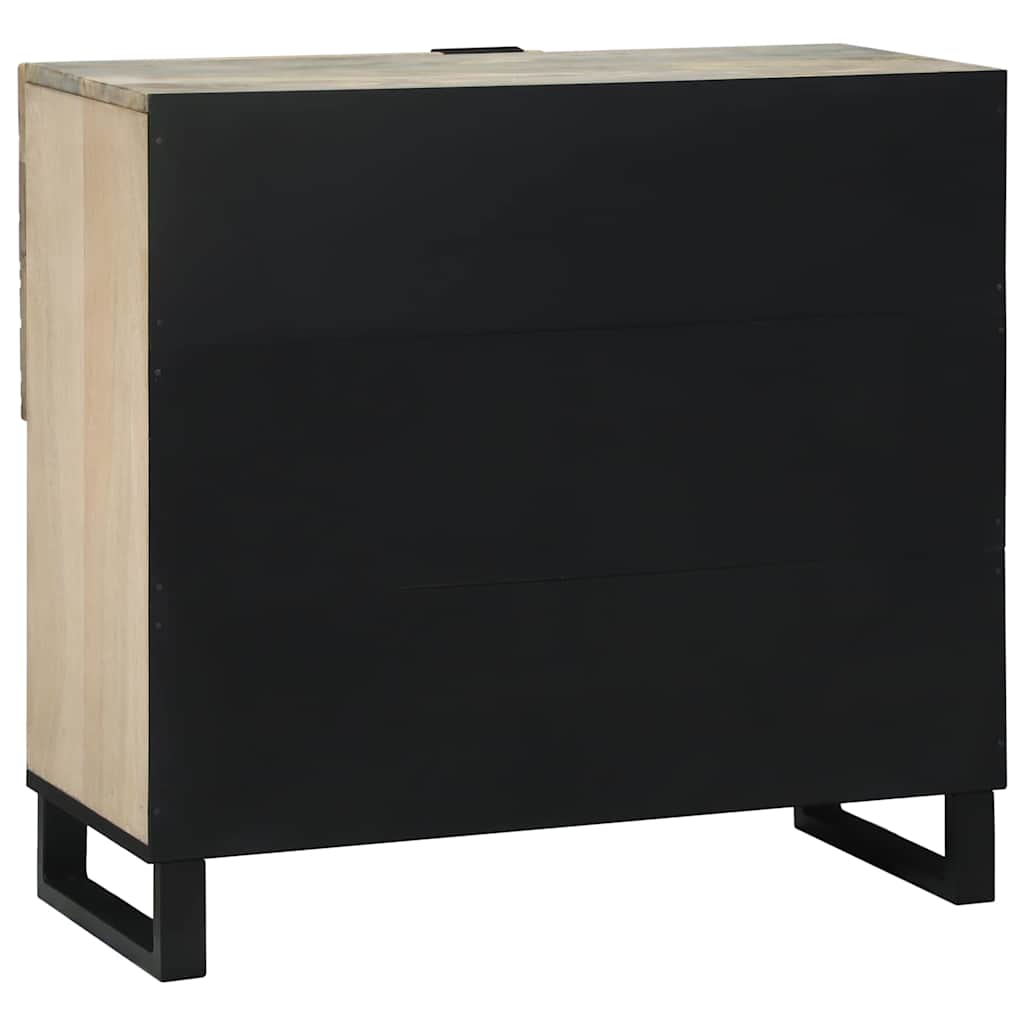 Sideboard Weiß 80 x 33 x 75 cm massives Mangoholz