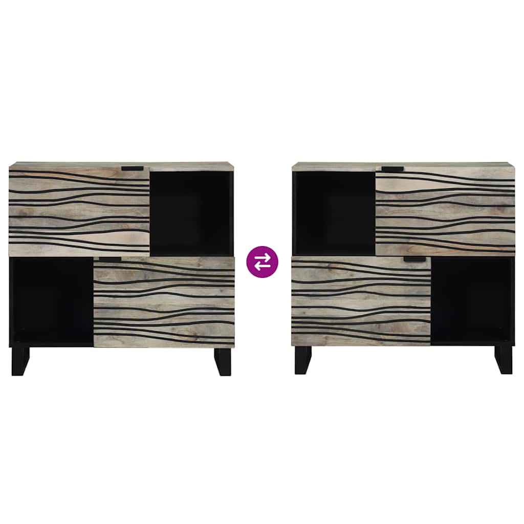 Sideboard Weiß 80 x 33 x 75 cm massives Mangoholz