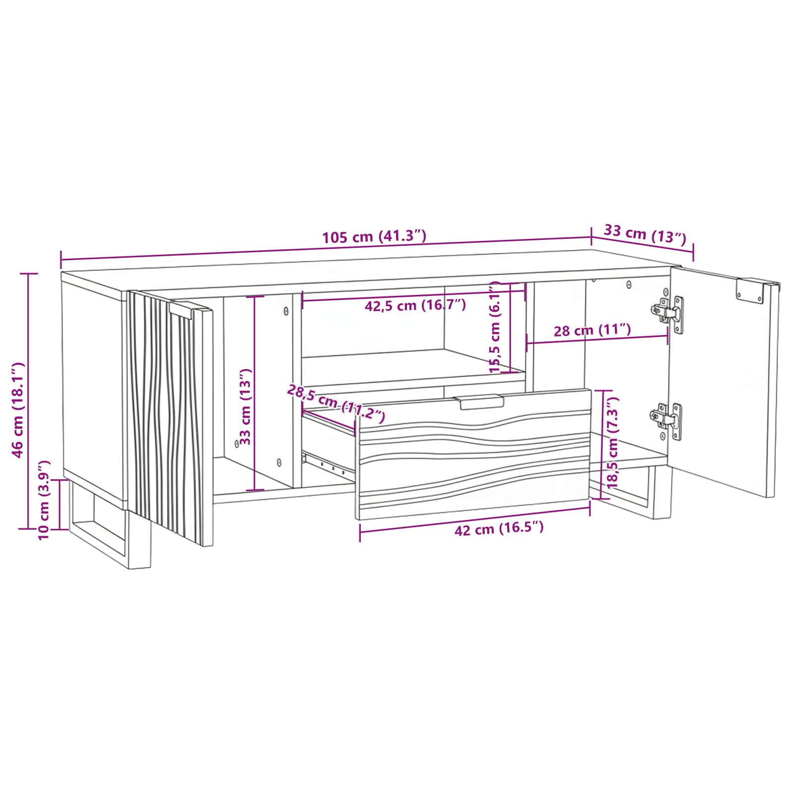 TV-Einheiten 105 x 33 x 46 cm Walnuss Holzwerkstoff