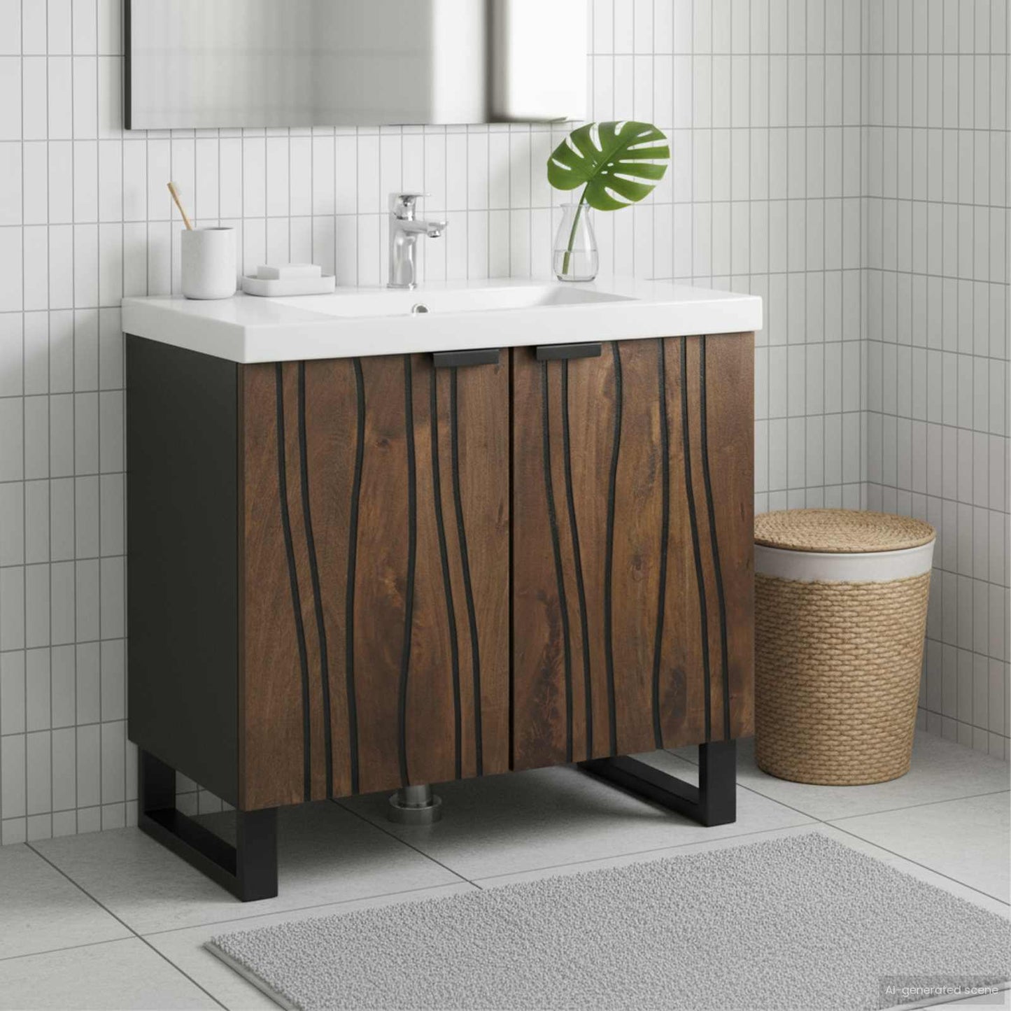 Waschbeckenschrank Walnuss 62 x 33 x 58 cm Holzwerkstoff