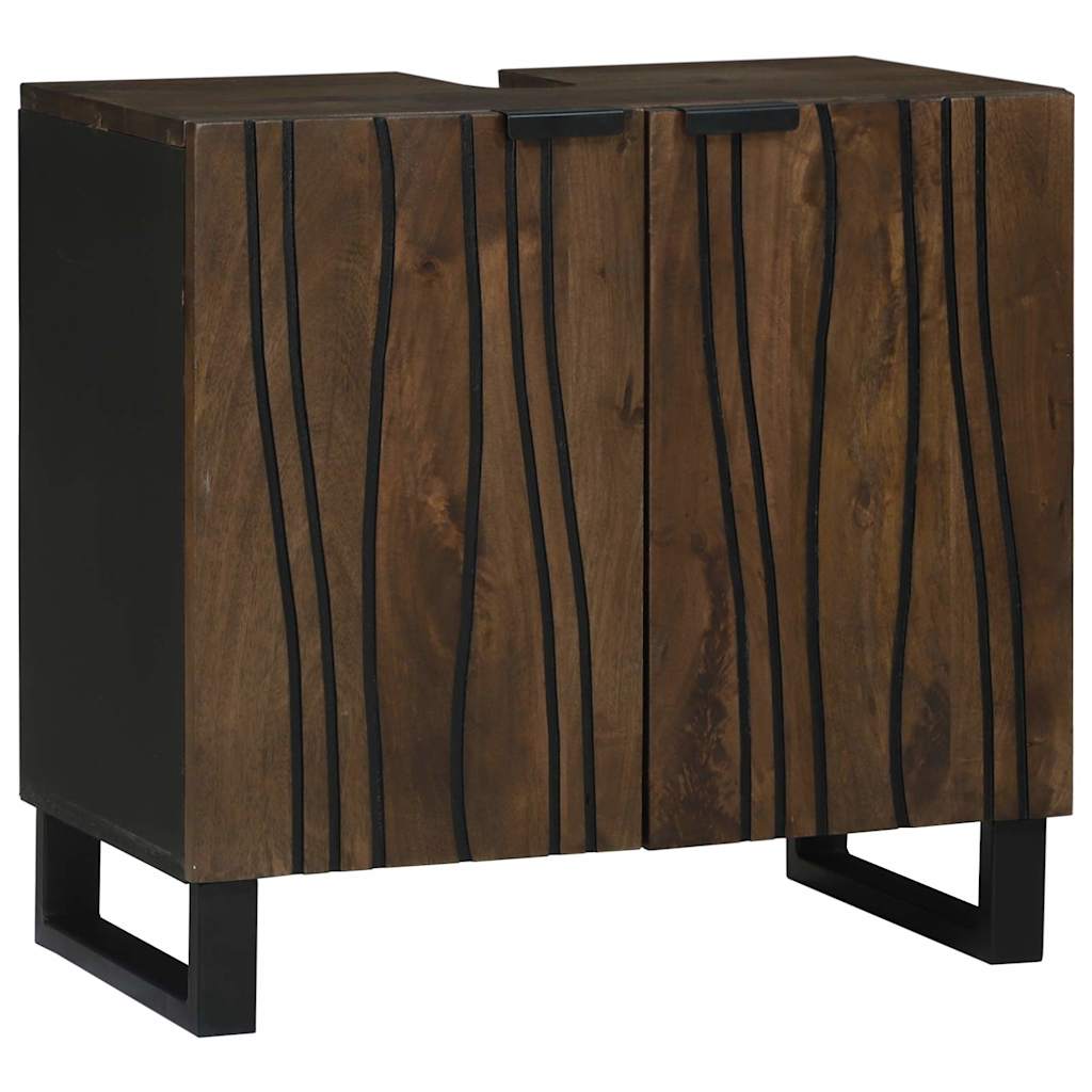 Waschbeckenschrank mit Regal Braun und Schwarz 62 x 33 x 58 cm