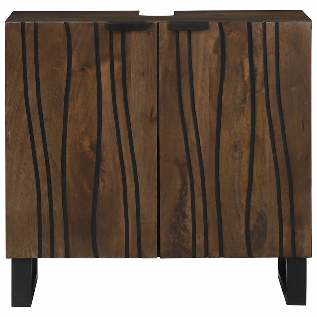 Waschbeckenschrank mit Regal Braun und Schwarz 62 x 33 x 58 cm