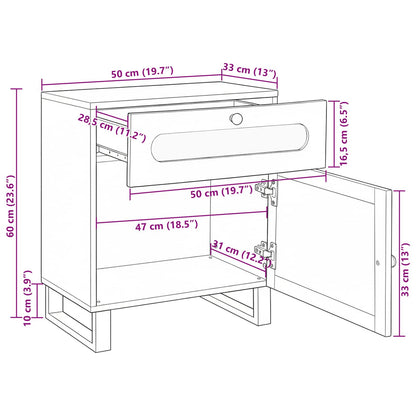 Nachttisch Natur 50 x 33 x 60 cm Massivholz Mango