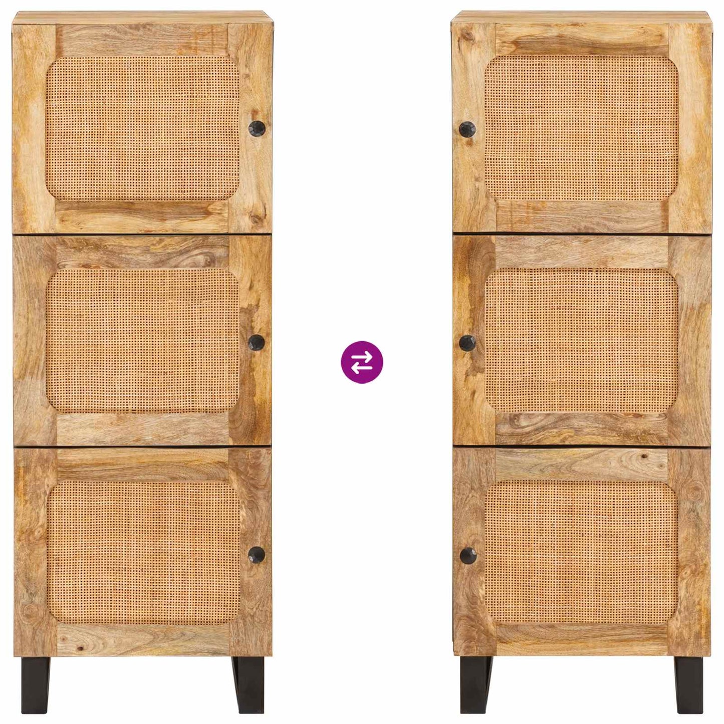 Highboard mit Speicher Braun 90 x 33 x 75 cm Massivholz Mango