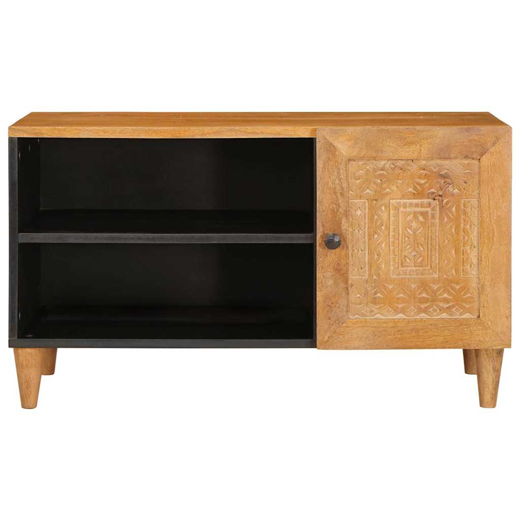 TV-Schränk mit Tür Hellbraun 80 x 33 x 46 cm massives Mangoholz
