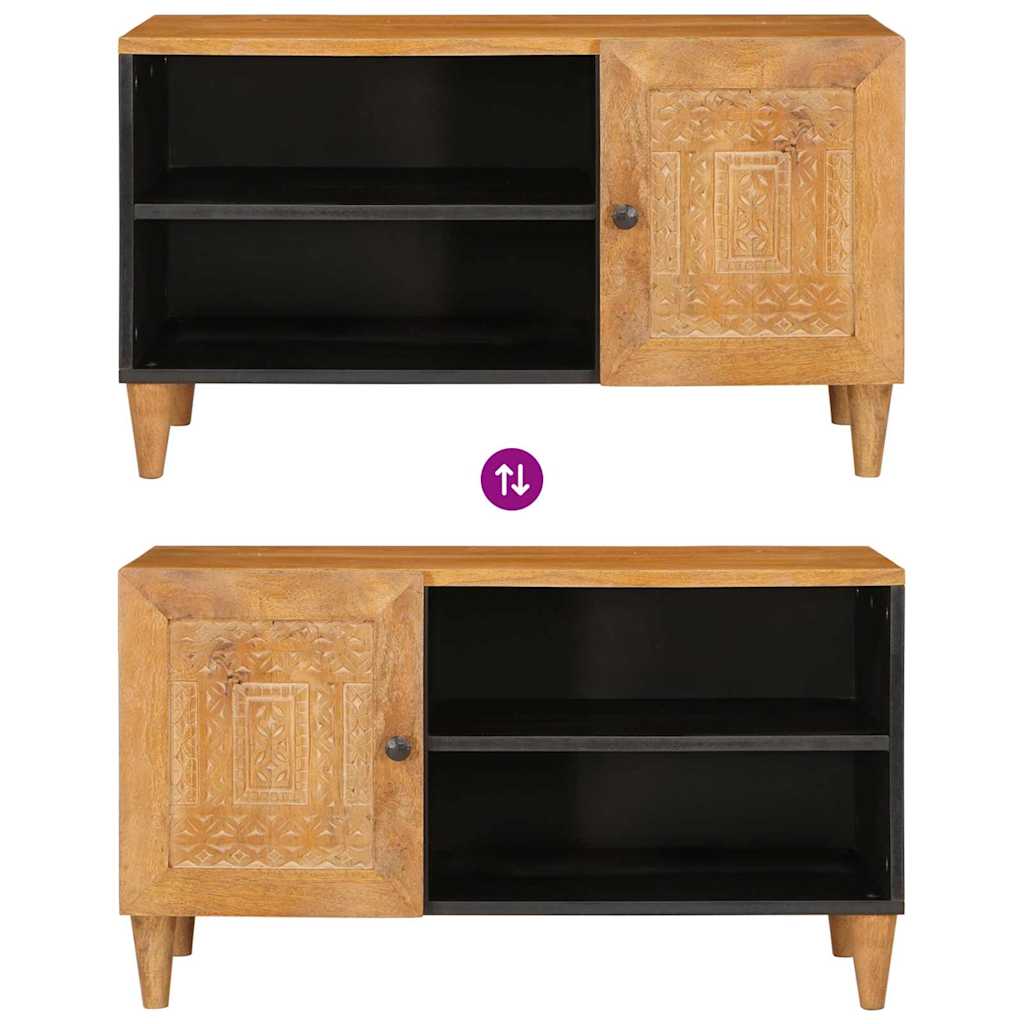 TV-Schränk mit Tür Hellbraun 80 x 33 x 46 cm massives Mangoholz