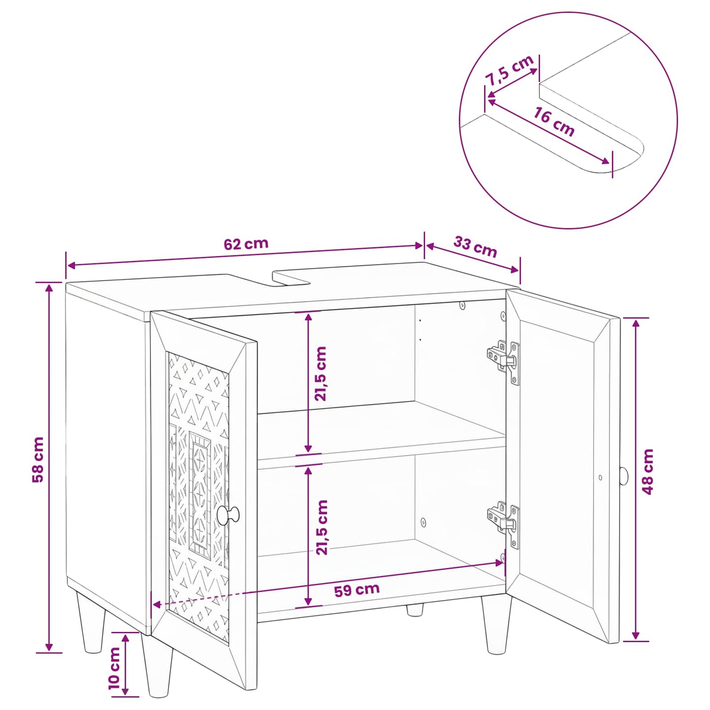 Badezimmerschrank Wandmontiert Hellbraun 62 x 33 x 58 cm