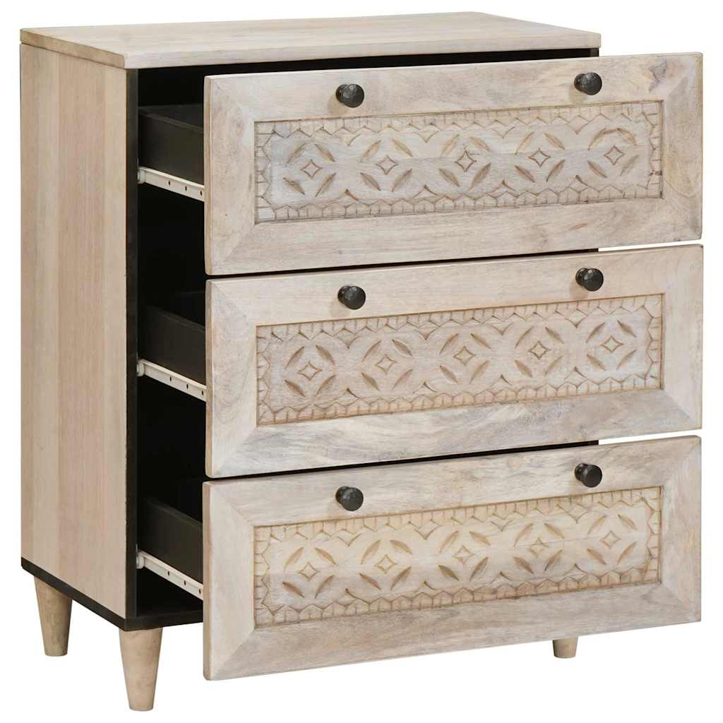 Sideboard Weiß 60 x 33 x 75 cm massives Mangoholz