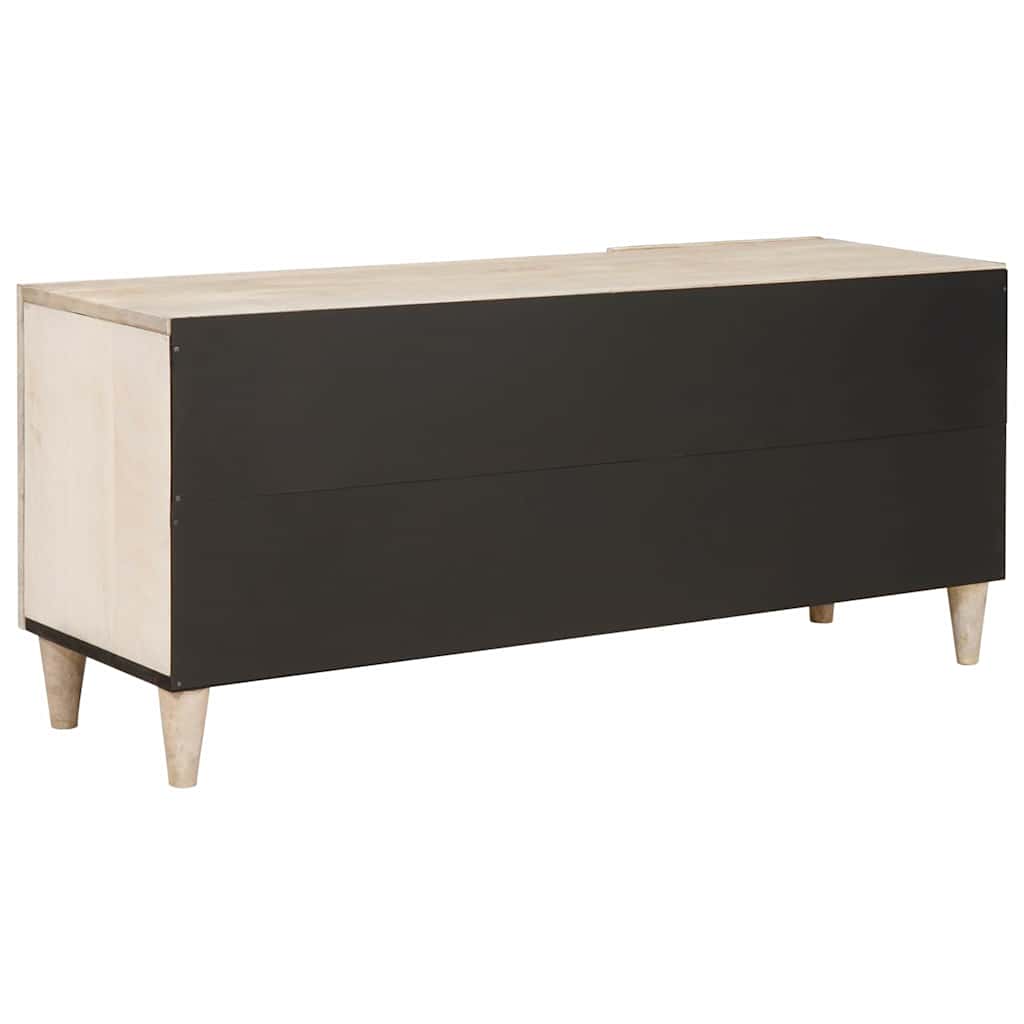 TV-Schränk mit Regal Weiß 105 x 33 x 46 cm massives Mangoholz