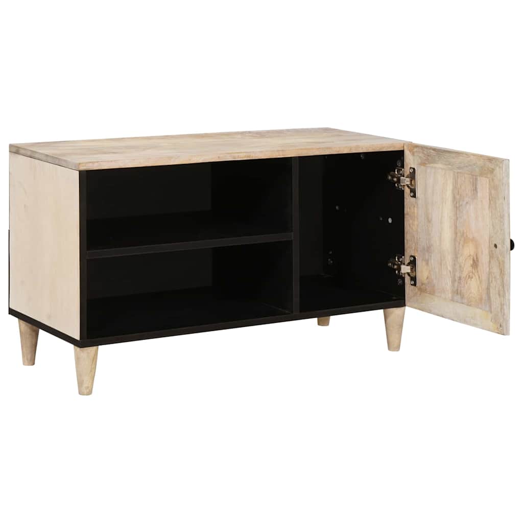 TV-Schränk mit Regal Weiß 80 x 33 x 46 cm massives Mangoholz