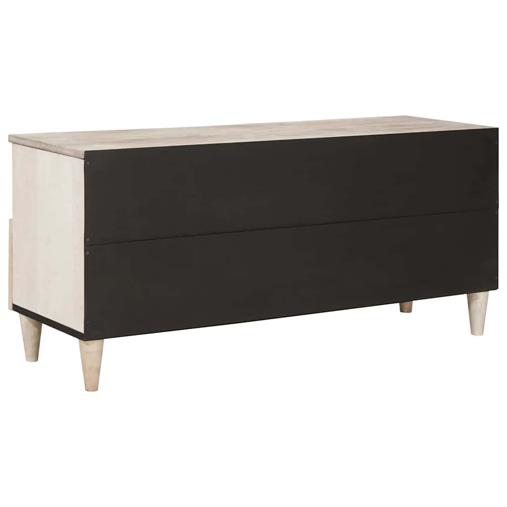 TV-Schränk mit Regal Weiß 100 x 33 x 46 cm massives Mangoholz