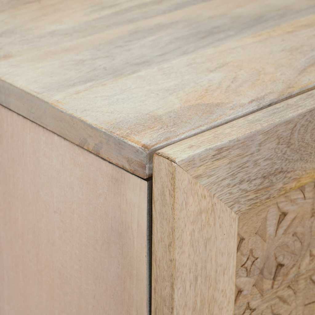 Hochboard mit Regal Weiß 40 x 33 x 110 cm massives Mangoholz