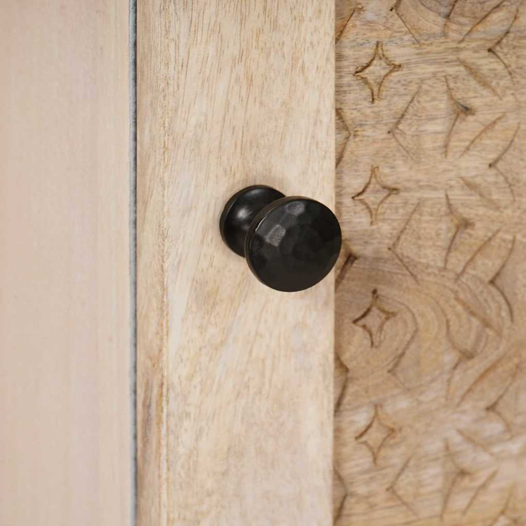 Hochboard mit Regal Weiß 40 x 33 x 110 cm massives Mangoholz