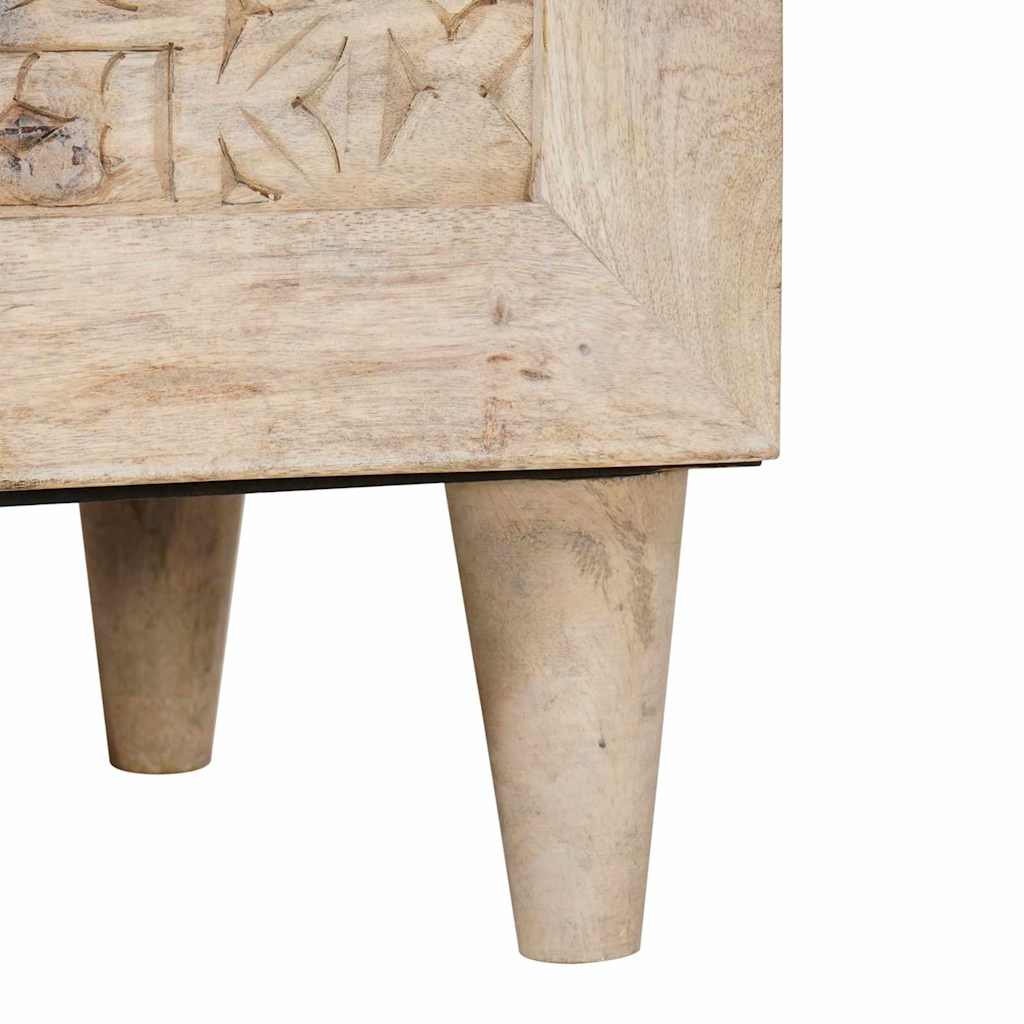 Hochboard mit Regal Weiß 40 x 33 x 110 cm massives Mangoholz