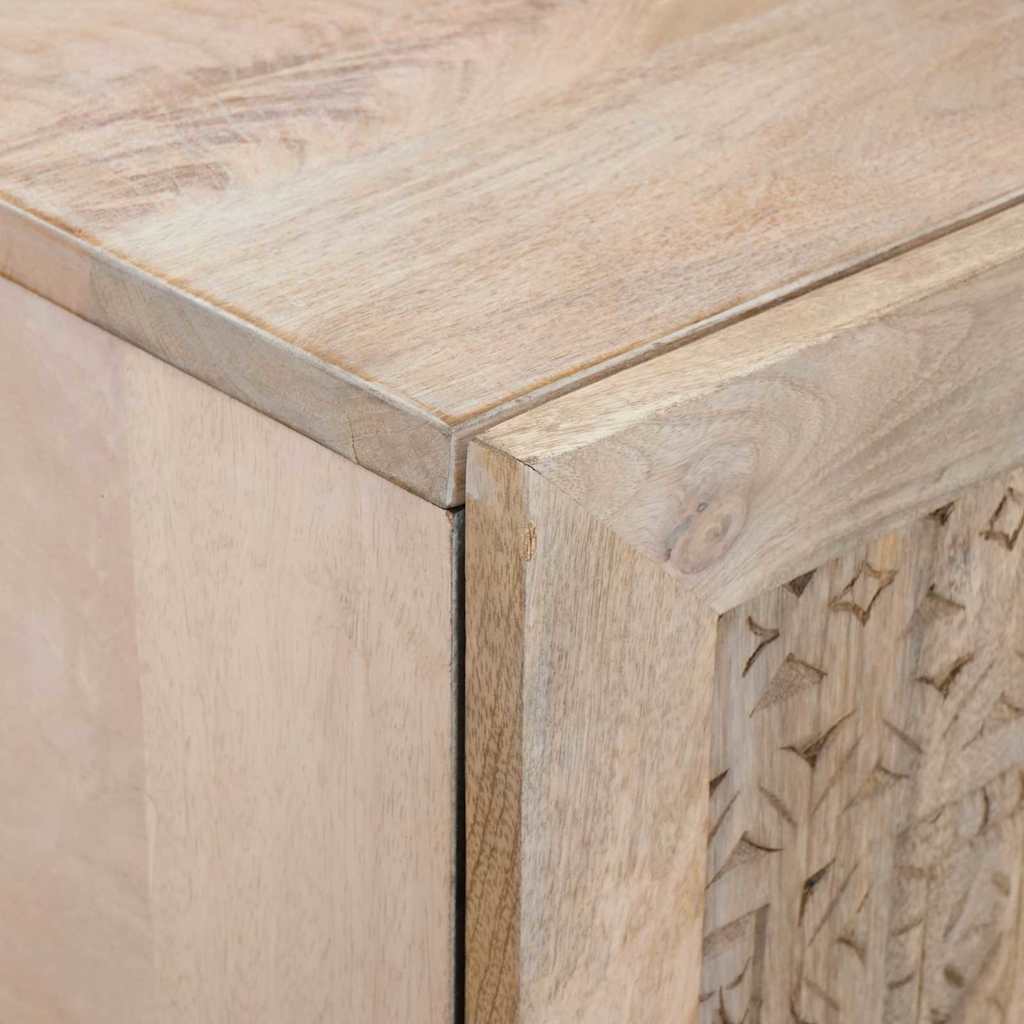 Hochboard mit Regal Weiß 60 x 33 x 100 cm massives Mangoholz