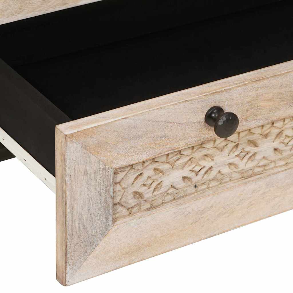 Hochboard mit Regal Weiß 60 x 33 x 100 cm massives Mangoholz