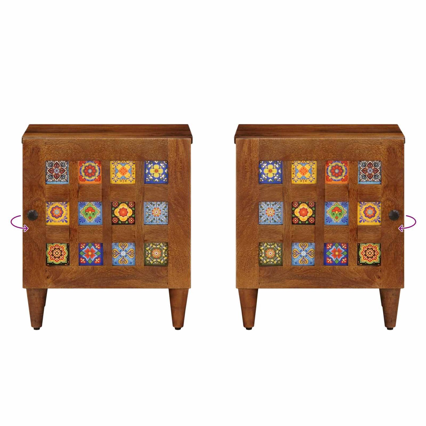 Nachttisch 2 pcs Braun 40 x 33 x 46 cm Massivholz Mango