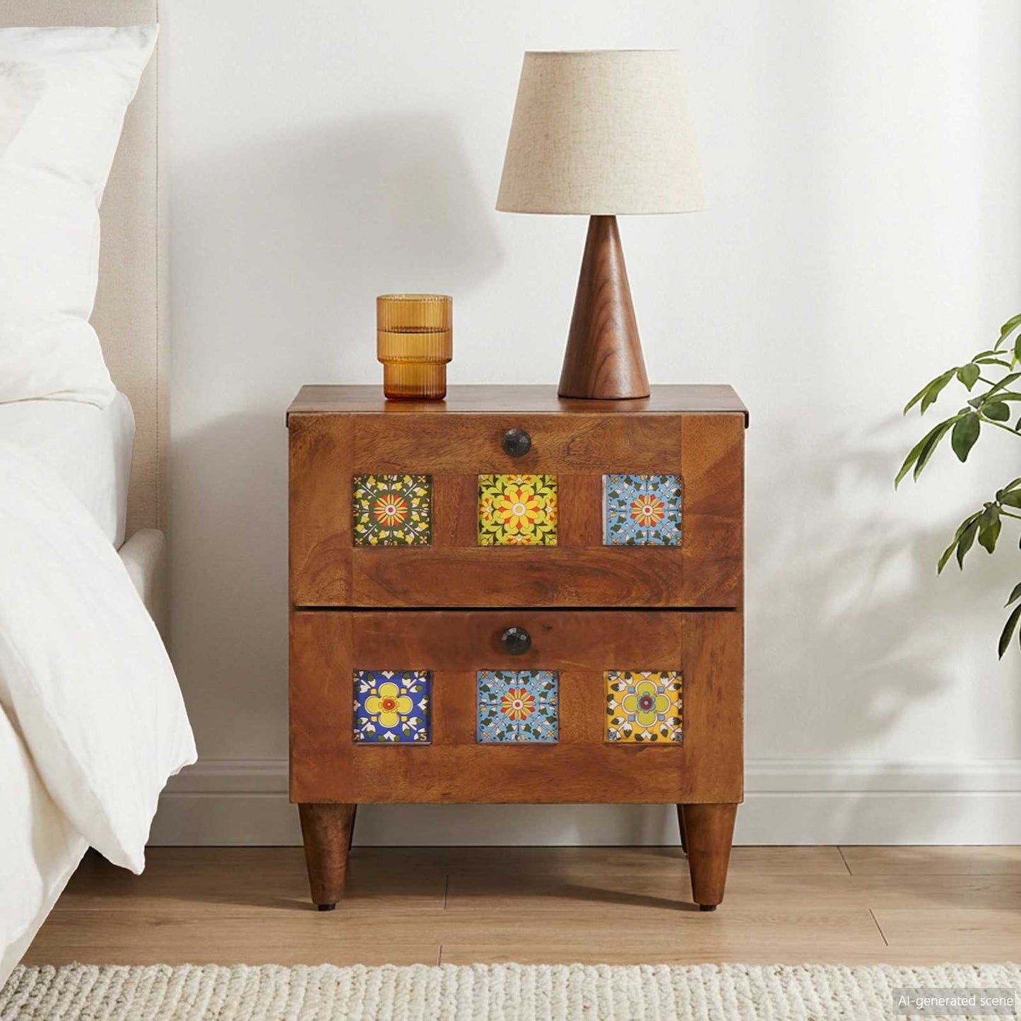 Nachttisch Braun 40 x 33 x 46 cm Massivholz Mango