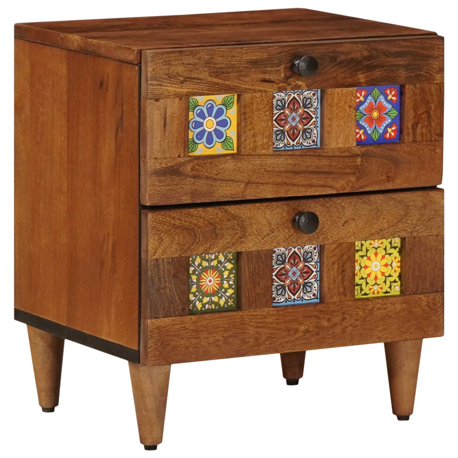 Nachttisch Braun 40 x 33 x 46 cm Massivholz Mango