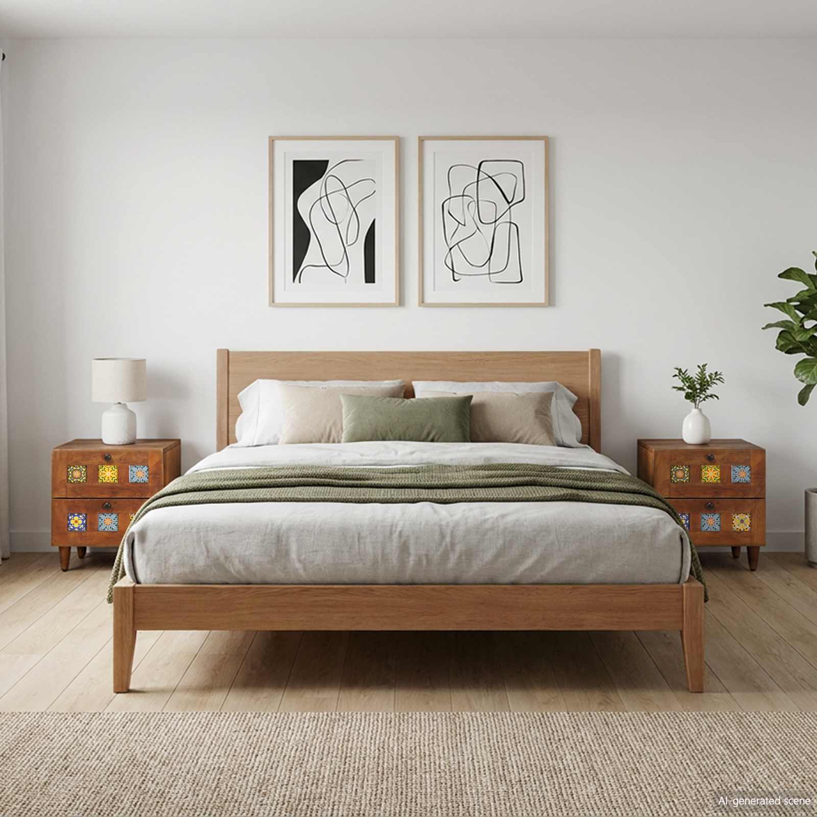 Nachttisch 2 stk. Braun 40 x 33 x 46 cm Massivholz Mango
