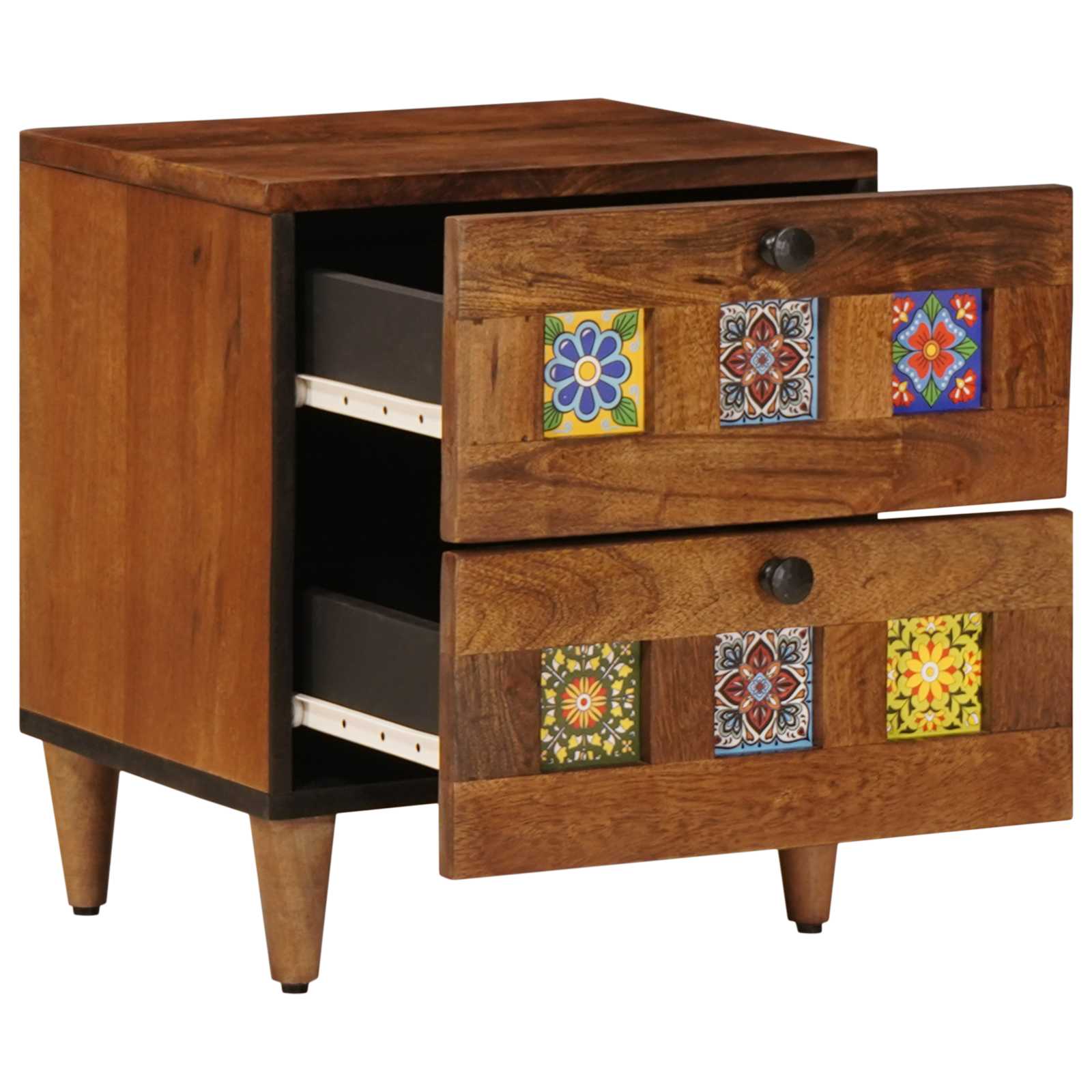 Nachttisch 2 stk. Braun 40 x 33 x 46 cm Massivholz Mango