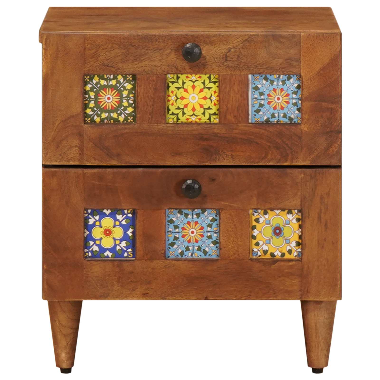 Nachttisch 2 stk. Braun 40 x 33 x 46 cm Massivholz Mango