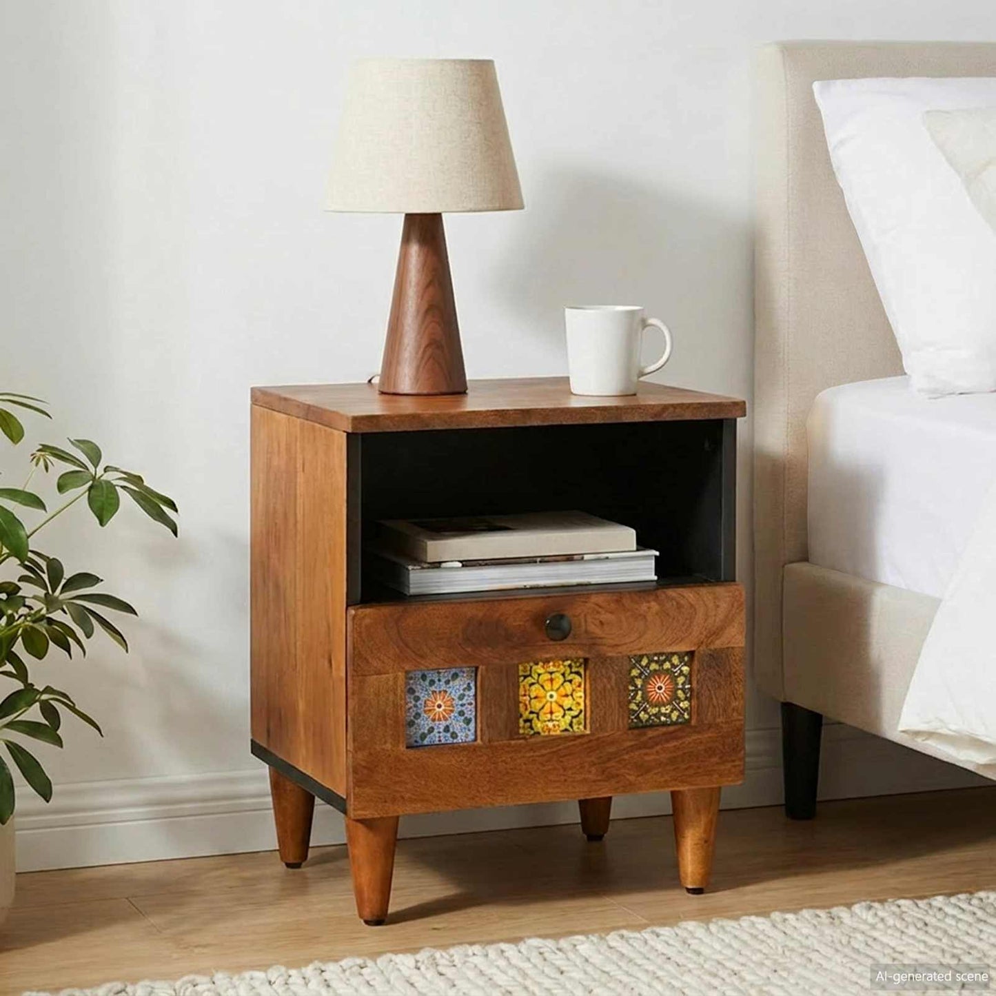 Nachttisch Braun 40 x 33 x 46 cm Massivholz Mango