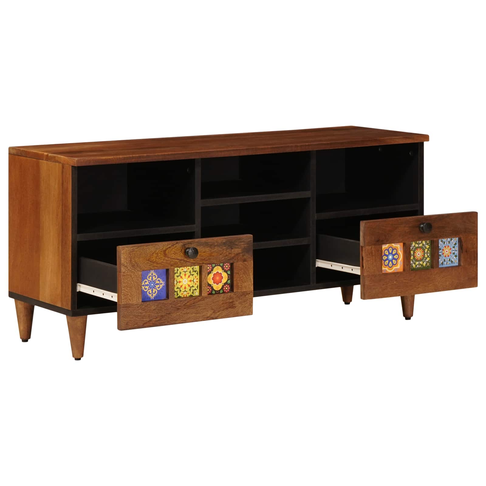 TV-Schränk mit Regal Walnuss 100 x 33 x 46 cm Massivholz Mango
