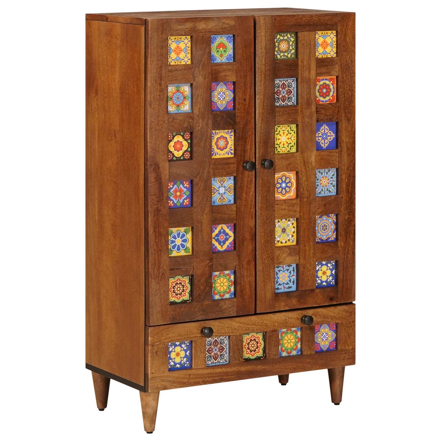 Highboard mit Tür Walnuss 60 x 33,5 x 100 cm Massivholz Mango